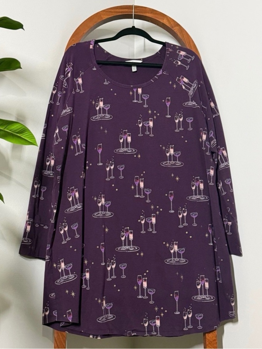 Soma XXL Burgundy Wine Long Sleeve Lounge Modal Cotton Sleep Shirt